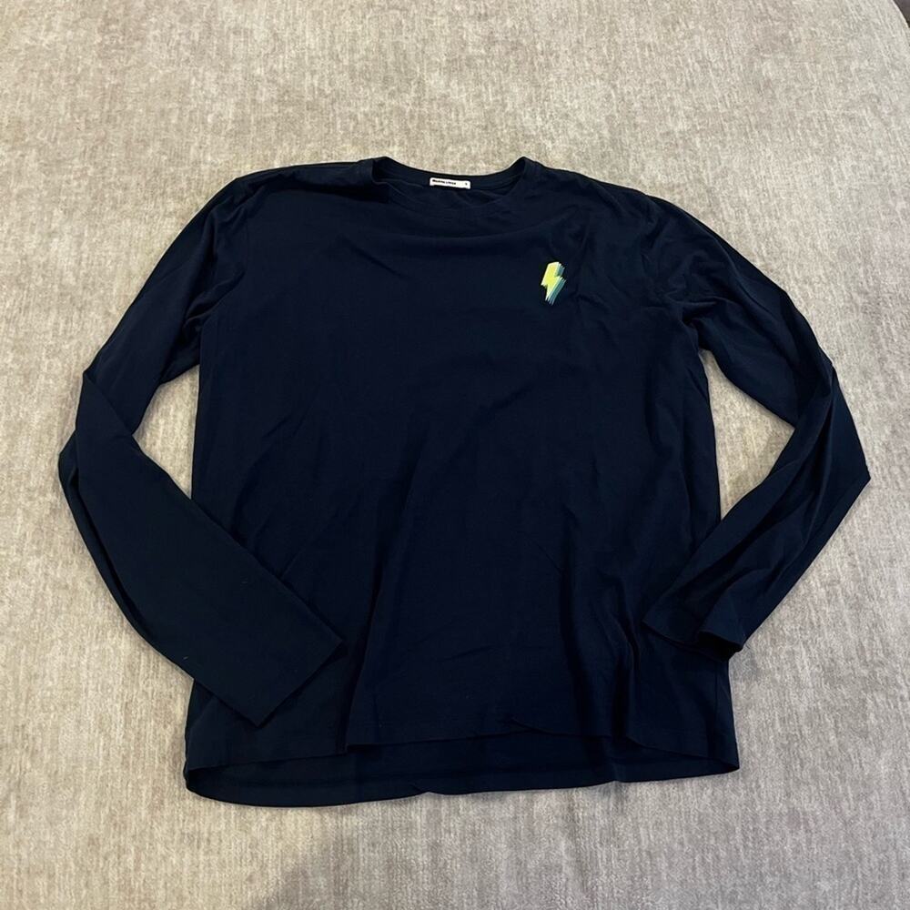 Marine Layer Mens Long Sleeve Graphic Tee Navy Blue Neon Bolt Size Large - Picture 3 of 6